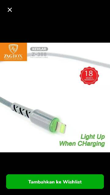 Kabel Data Casan LED ZAGBOX TypeC Micro Fast Charge 3A High quality