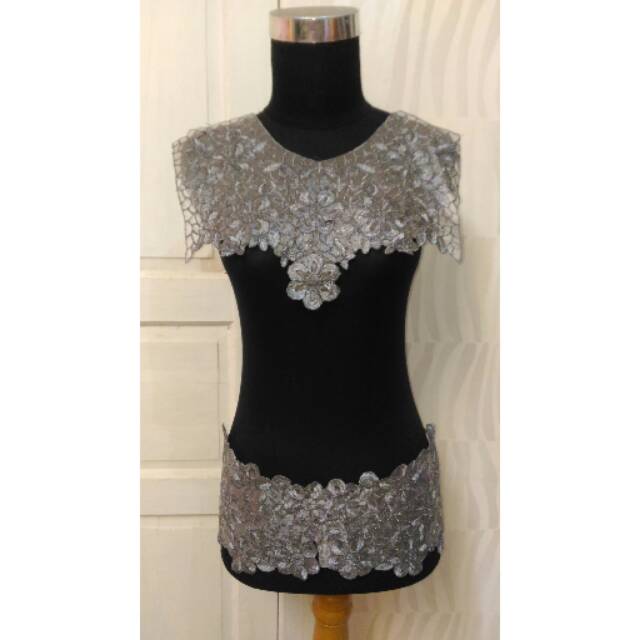 Renda bordir maira organza silver