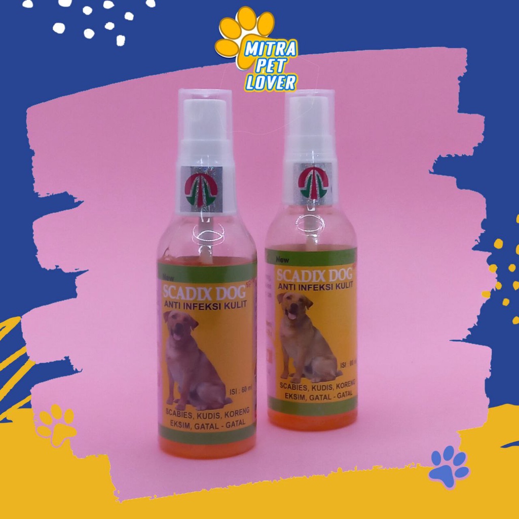 OBAT ANTI INFEKSI ANJING - SCADIX DOG SPRAY 60ML - ANTI SCABIES  KUDIS KURAP KORENG BOROK SAKIT KULIT GATAL DEMODEX ASU DOGGIE PUPPY  - MURAH GARANSI KUALITAS ASLI ORIGINAL- PET ANIMAL VETERINARY TAMASINDO VITAMIN HEWAN BINATANG PELIHARAAN MITRAPETLOVER