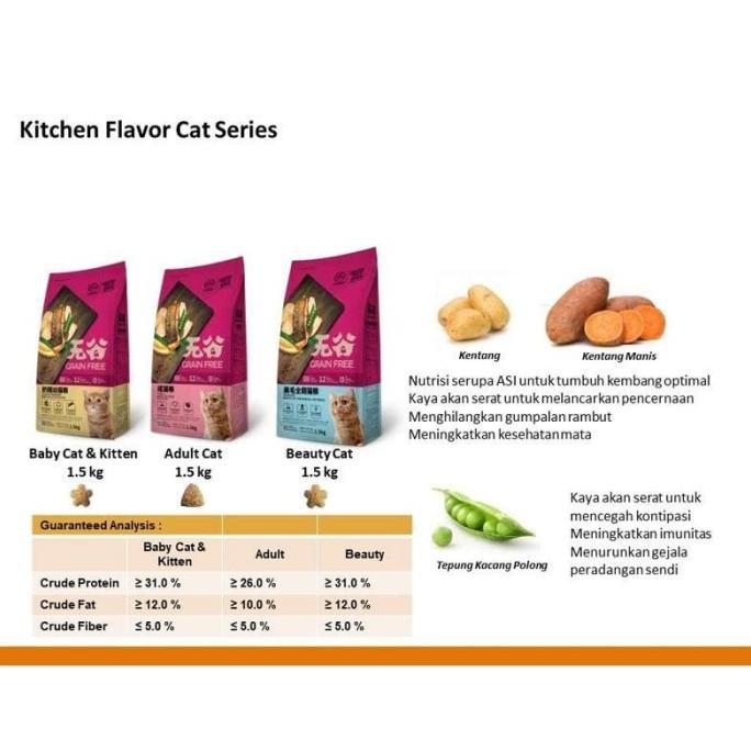 

Makanan Anak Kucing Kitchen Flavor Baby Kitten Grain Free 1,5Kg