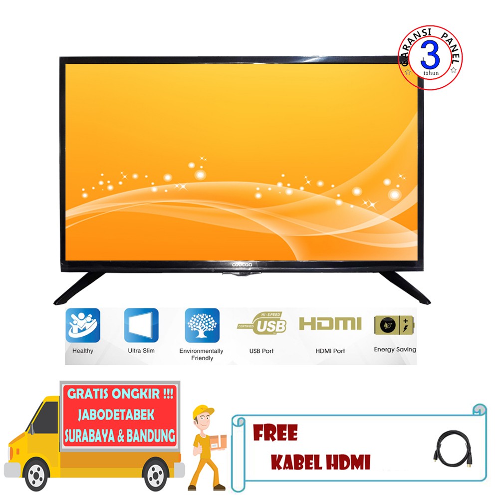 Coocaa LED TV Analog 32 Inch Bonus HDMI 1.5M - Khusus Pengiriman Jabodetabek, Surabaya & Bandung