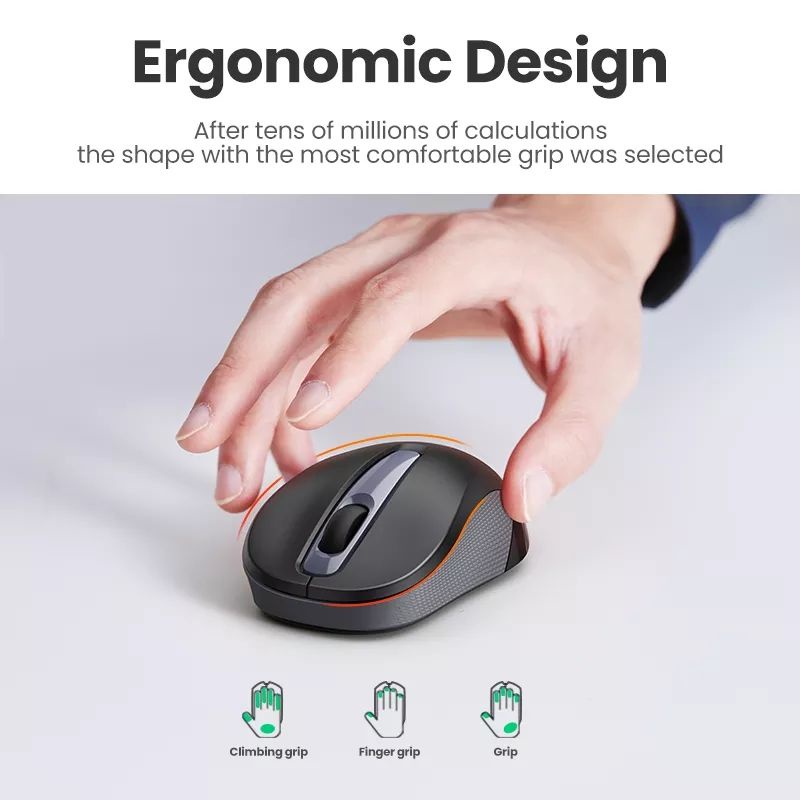 Ugreen Wireless Silent Mouse 2400 DPI Optical 2.4G Ergonomic Mouse