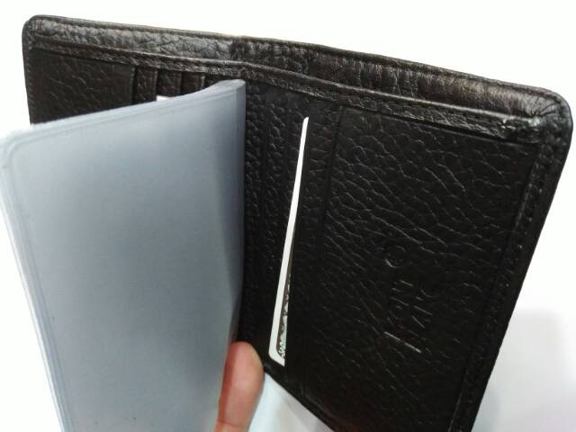 Tempat kartu album kulit asli lipat pendek