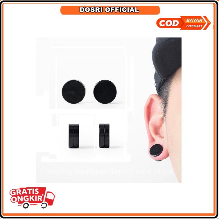 [NEW] 2 PCS Anting Magnet Hitam Pria Wanita Anting Klip Tanpa Tindik Anting BTS Korea Wanita Cowok Kekinian Aksesoris Fashion