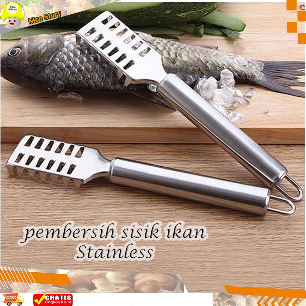 (NCS) COD Alat pembersih Pengupas Sisik Ikan Serutan Pisau Parutan Stainless Steel