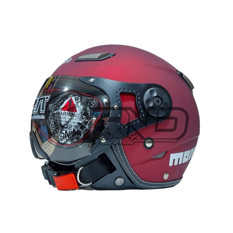 Helm Bogo Retro JPN Momo Pilot Merah Maroon Doff
