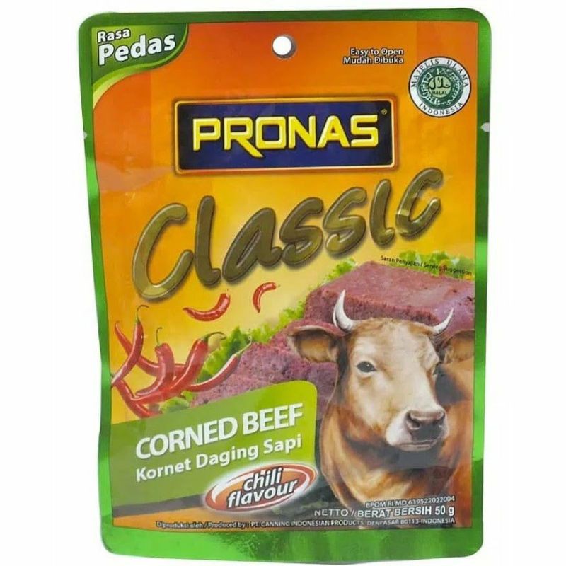 

Pronas Classic Corned Beef Chili 50 gr - Kornet Pronas - Pronas Corned Beef Chili