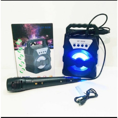 SPEAKER BLUETOOTH + MIC KARAOKE 702 / Speaker Hitam Bluetooth Portable FREE Microphone HF-S339 LED