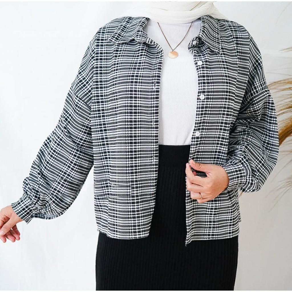 BEFAST - ZEC OOTD Wanita Kemeja Kotak MIHO / Hadeed Oversize XXL SHIRT / Kemeja Kantor Wanita