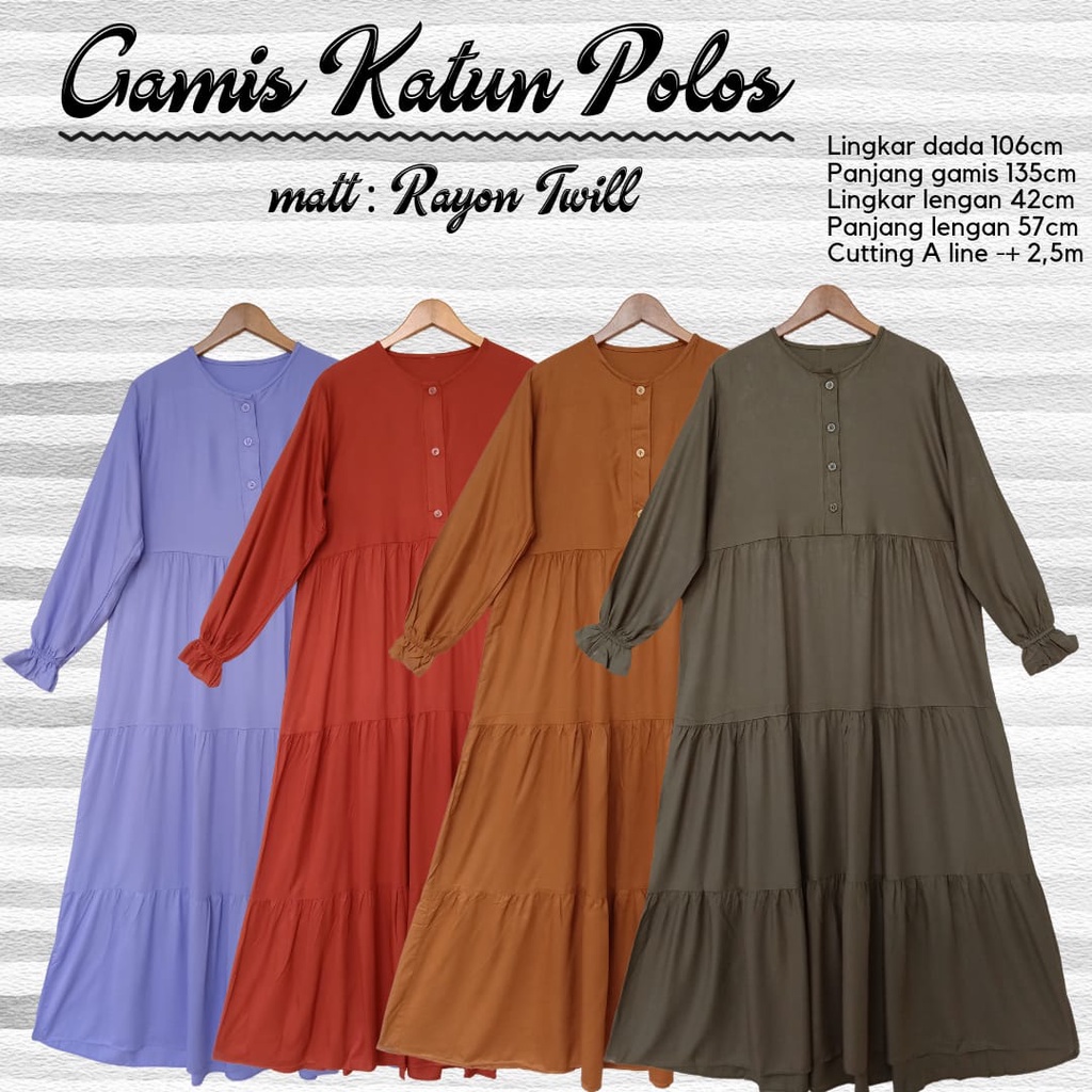 GAMIS KATUN POLOS BAHAN RAYON TWILL