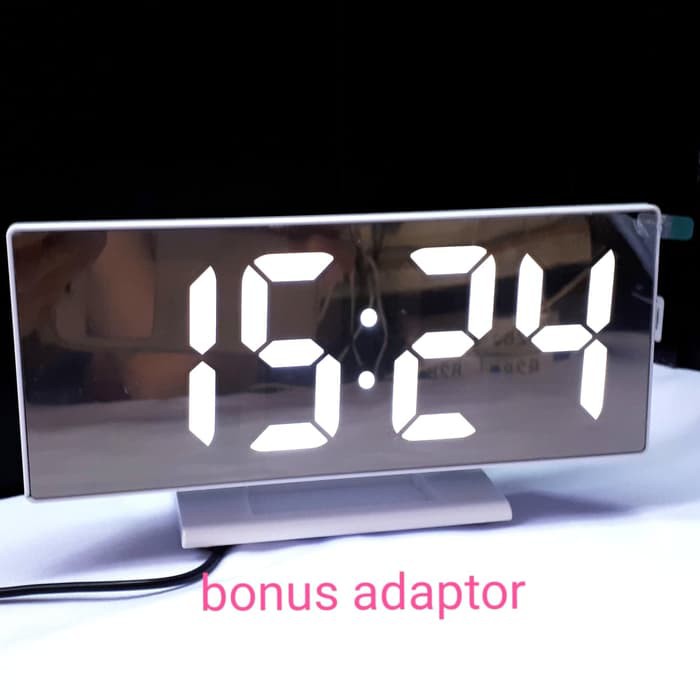 BISA COD MURAH Jam Digital Meja Led Mirror Clock . - Merah