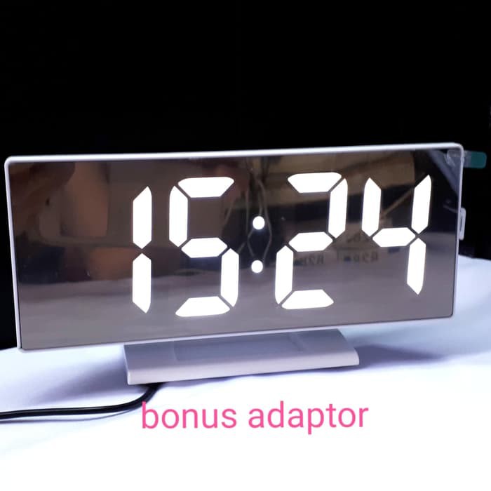 BISA COD MURAH Jam Digital Meja Led Mirror Clock . - Merah