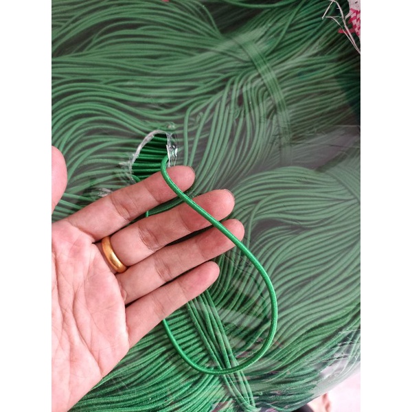 tali bulat elastis tali string elastis/tali karet bulat  3mm 13 warna( permeter)-Hijau