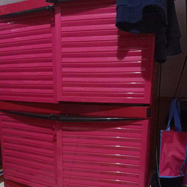 Lemari Pakaian Sunflower  Susun 2 Polos Contener Plastik Mpc 22 Polos Lemari Pakaian Pintu Jumbo S/2