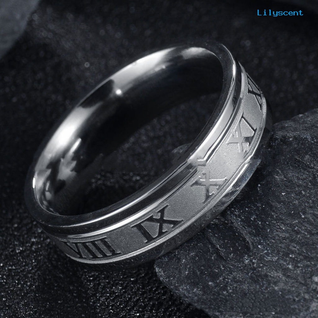 Ls Cincin Bahan Stainless Steel Desain Angka Romawi Gaya Simple Untuk Pria