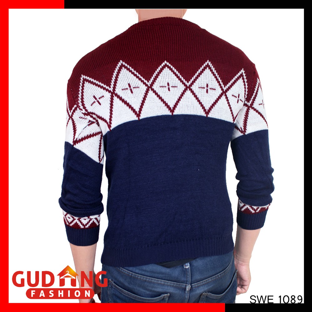 Sweater Pria Rajut Navy Model Terbaru - SWE 1089