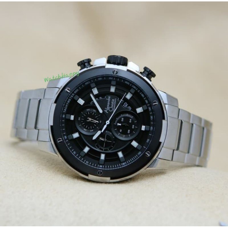 Alexandre Christie AC 6528 MC AC6528 MC 6528MC 6528 MC Mens Watch Silver Black 100% Original Garansi