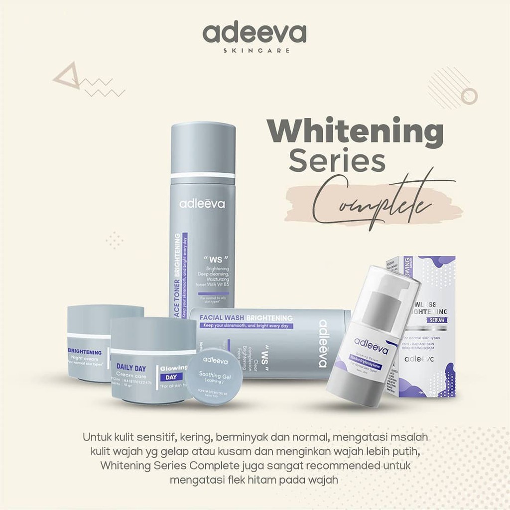 ( Whitening Series ) Complete AdeevaSkincare /Adeeva Skincare Paket Pemutih Lengkap