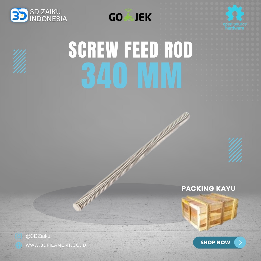 RepRap 3D Printer 8 mm Screw Feed Rod 340 mm