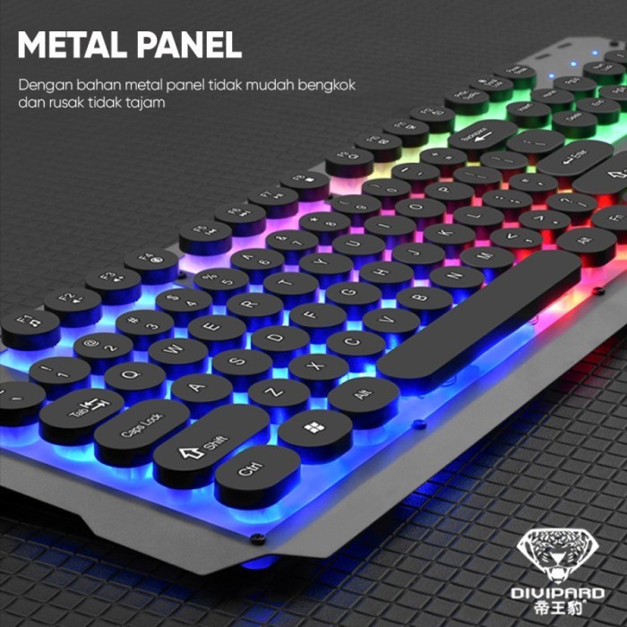 Divipard Keyboard + Mouse Gaming GMK-40 Kabel USB 2.0 LED Metal Cover