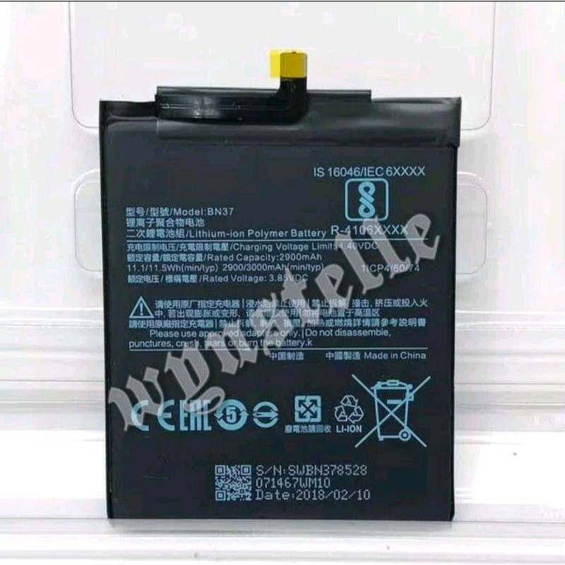 BN37 - Baterai Batre Batrei Battery Xiaomi Redmi 6 - Redmi 6A BN37 ORIGINAL Model BN-37 BN 37
