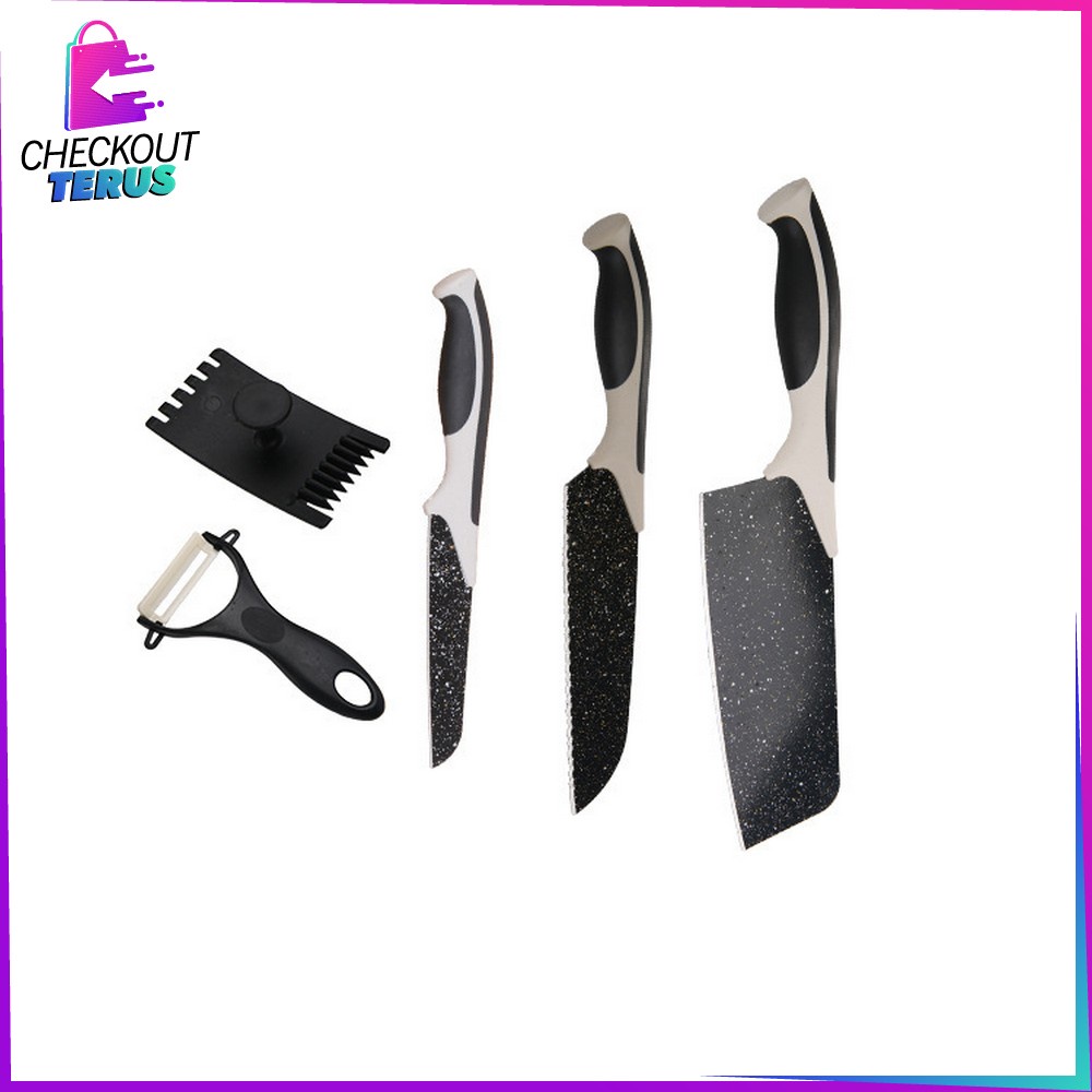 CT C443 Pisau Dapur Set 5in1 Multifungsi Pengupas Buah Dan Sayur Kitchen Knife Set Ceramik Peeler Serbaguna