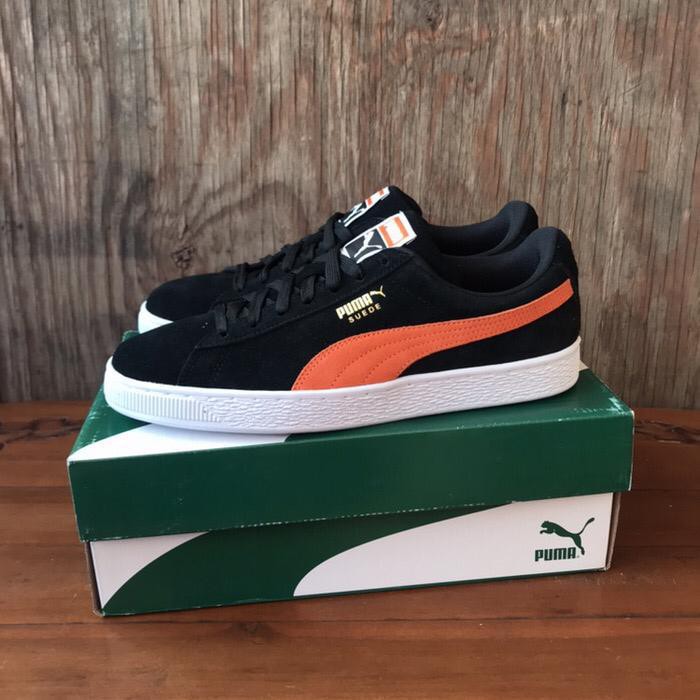 puma suede orange black