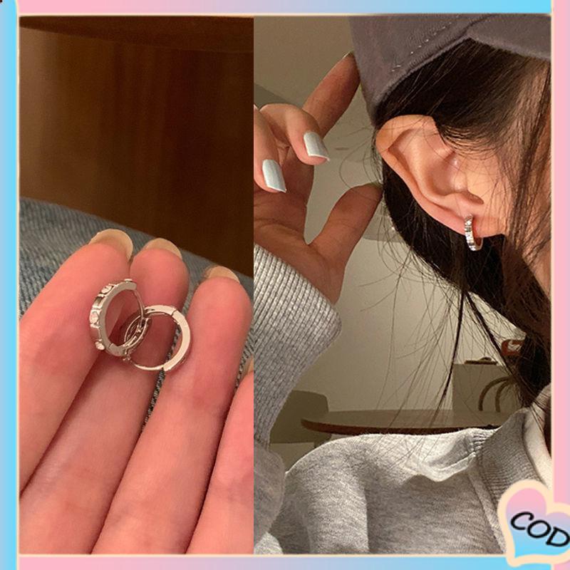 COD❤️ Temperamen High-end Zircon Hoop Earrings Wanita Desain Niche Gesper Telinga-A.one