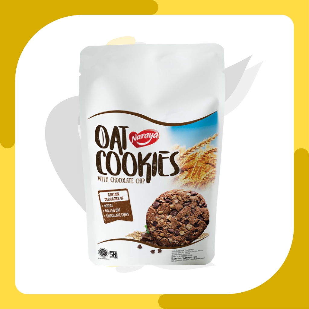 Snack Import Malaysia | Naraya Oat Chocolate Chip Cookies 150gr (18 x 15gr)