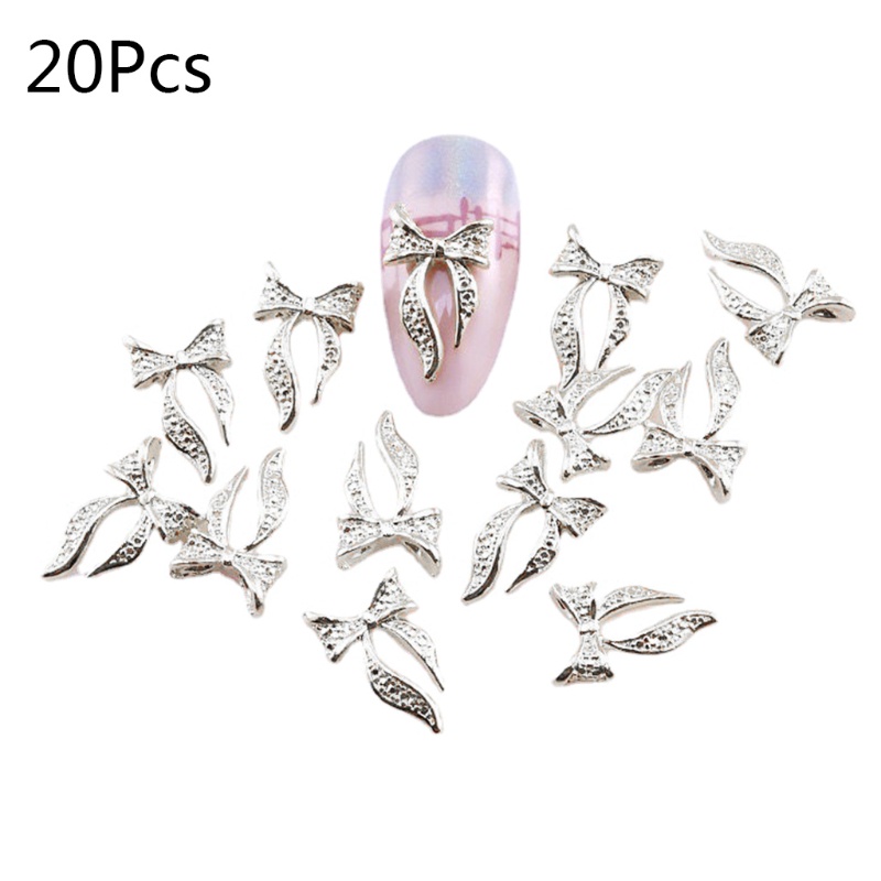 Siy 20pcs Hiasan Kuku 3d Bentuk Pita Bahan Alloy Untuk Nail Art