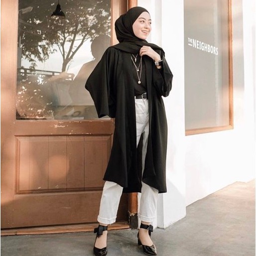 AFA-Baju atasan wanita long cardigan Basic Casual Cardigan Outer Wanita Murah