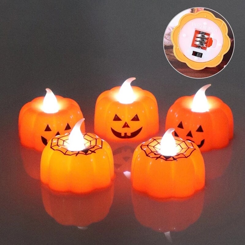 Halloween Candle Lights Spider Web/Pumpkin LED Light Lantern Home Decoration