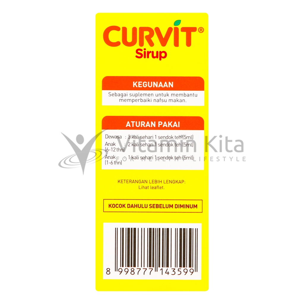 CURVIT Multivitamin anak SYRUP 60 ML I Penambah Nafsu Makan Anak