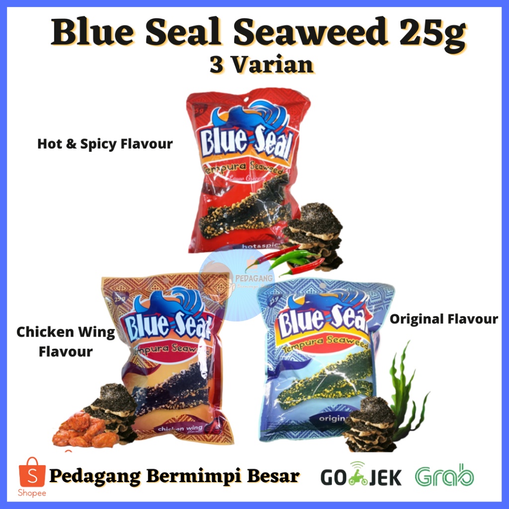 Blue Seal Seaweed Ada 3 Varian 25g / BLUE SEAL SEAWEED/ BLUE SEAL seeweed tempura 25g all variant