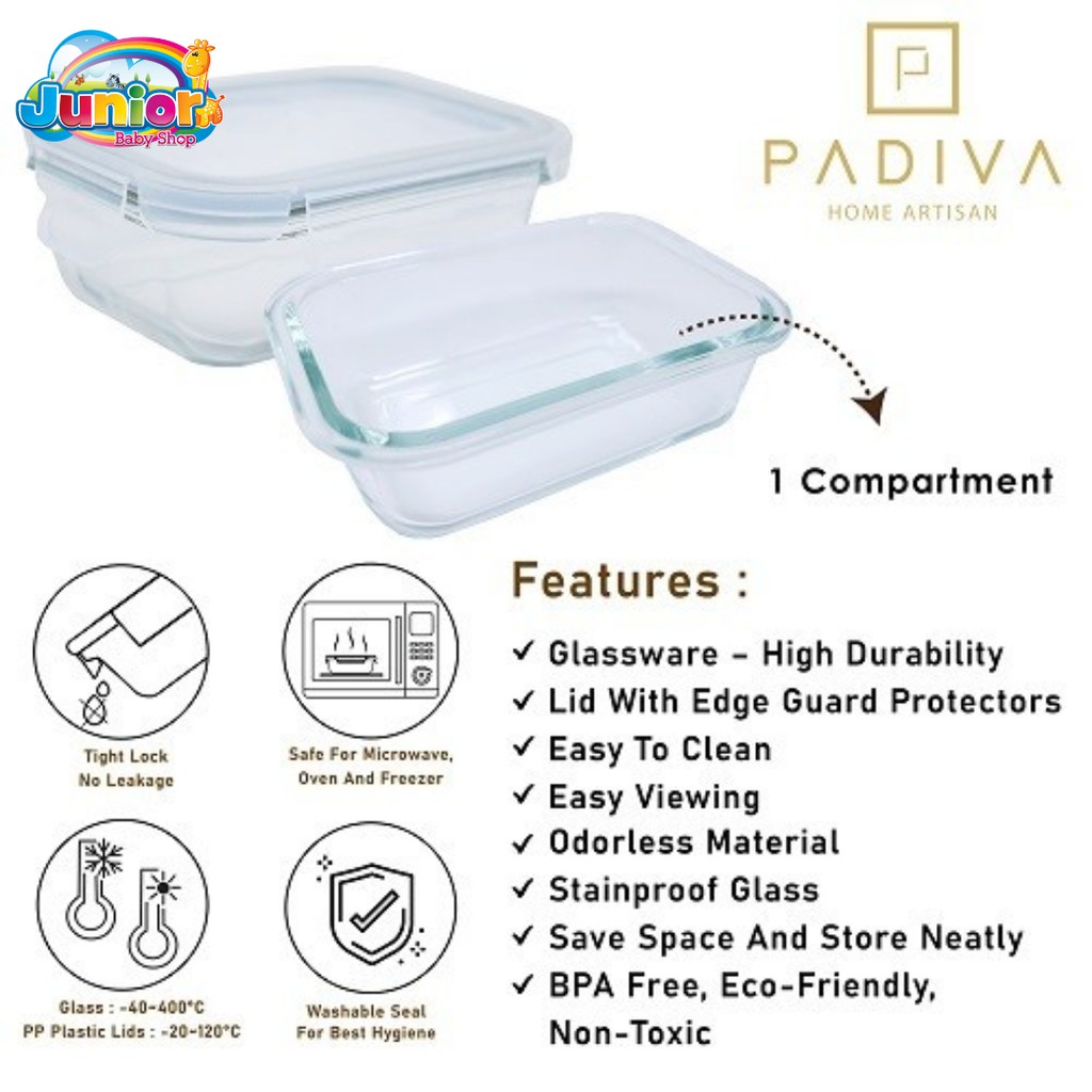 Padiva Glassbox 640ml 2pcs