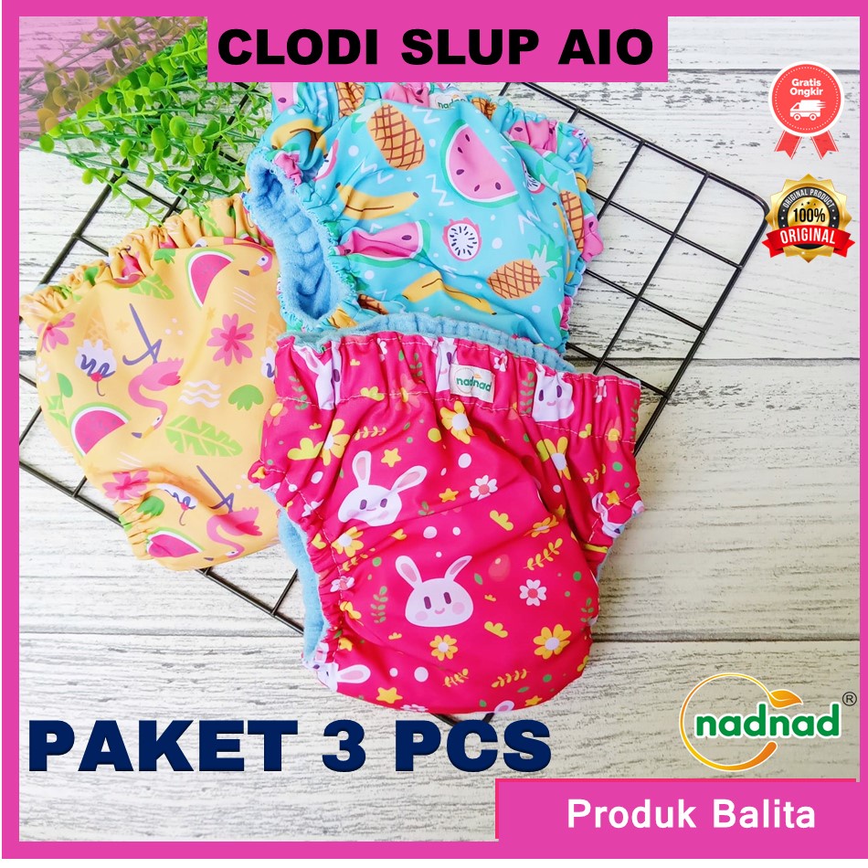 Paket Clodi Celana Slup Hemat NadNad 3 pcs Praktis Langsung Slup All Size