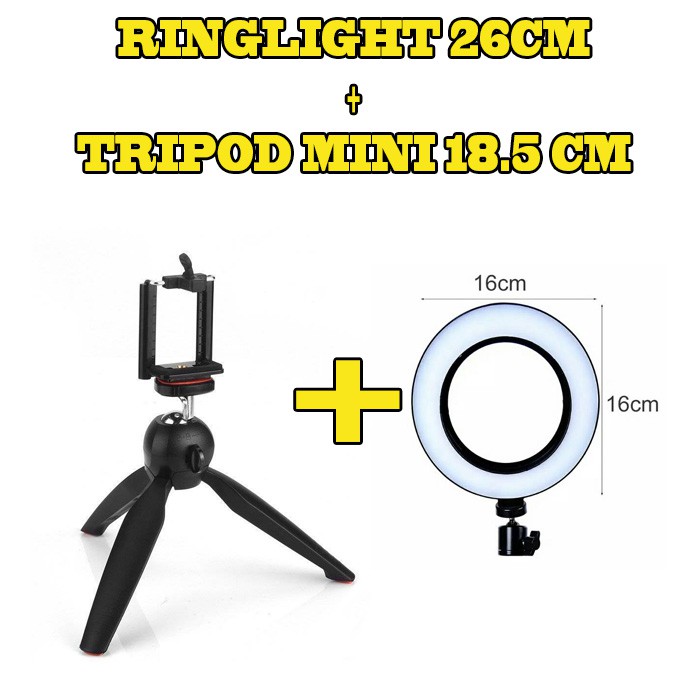 [PAKET LENGKAP] RINGLIGHT LED 26CM LAMPU TIKTOK 26CM / MAKE UP VLOG FREE TRIPOD RING LIGHT