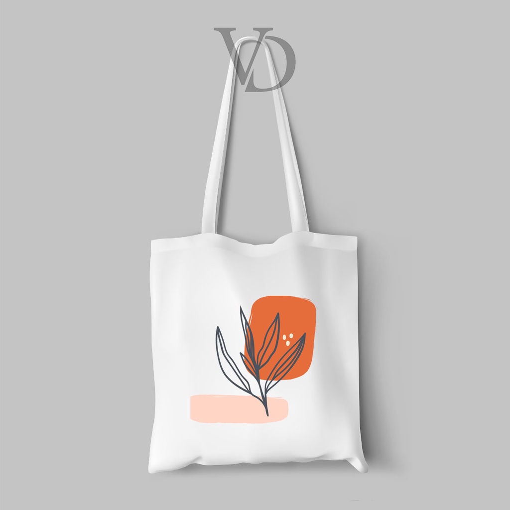 TOTE BAG KANVAS MOTIF ABSTRACT ART FLOWER LEAF/ AESTHETIC TOTE BAG / TAS BELANJA MOTIF ABSTRAK