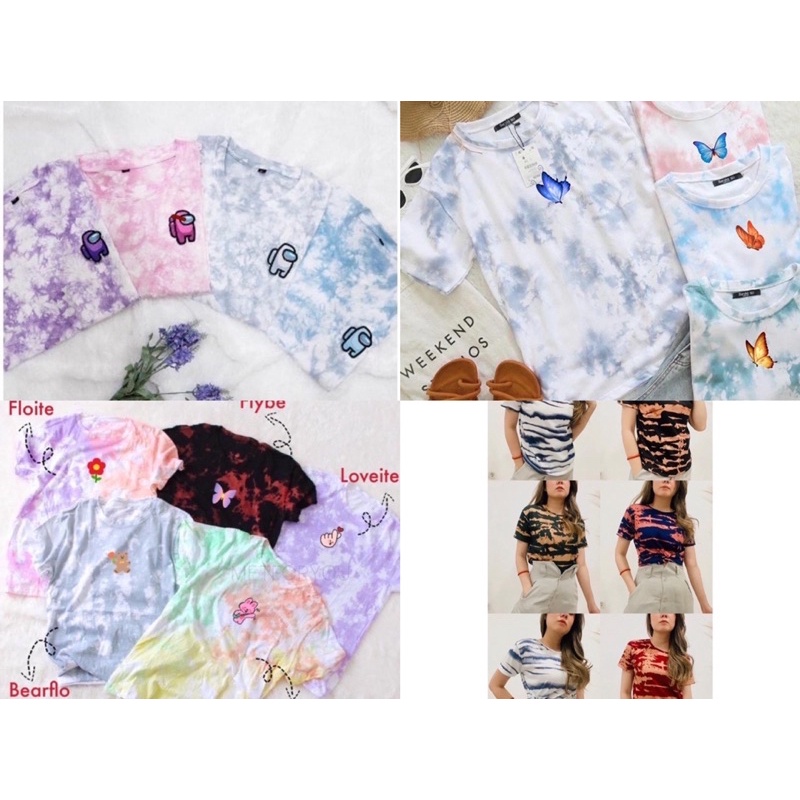 SALE Kaos Crop Tshirt Oversize Printing Tie Dye