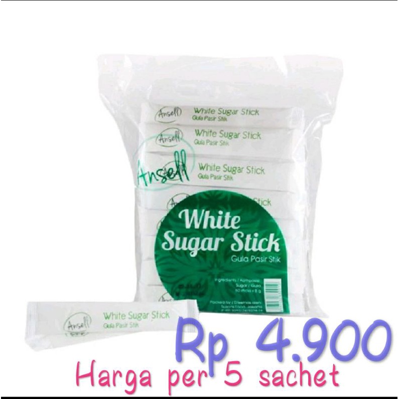 

Ansell White Sugar Stick Gula Putih per 5 sachet