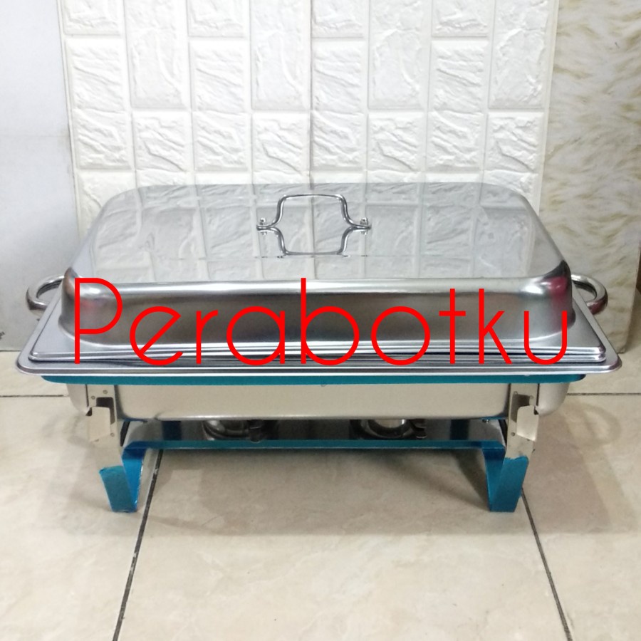 Chaffing Dish Warmer Square Pan 12 Liter 2 Tungku / Tempat Saji Prasmanan Stenlis Besar