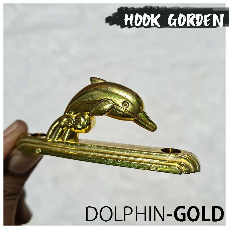 HOOK GORDENG TEMPAT TALI GORDENG PINTU JENDELA TIRAI HOOK DOLPHIN PENYANGGA GORDENG