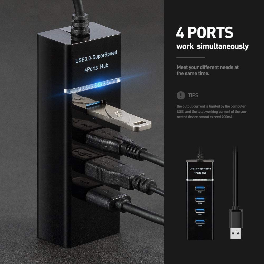 USB HUB Actual【COD】4 Port USB Hub 3.0 High Speed up To 5Gbps For USB/Flash Disk/Mouse/USB/Keyboard/Hard Disk Reader/Laptop/Computer