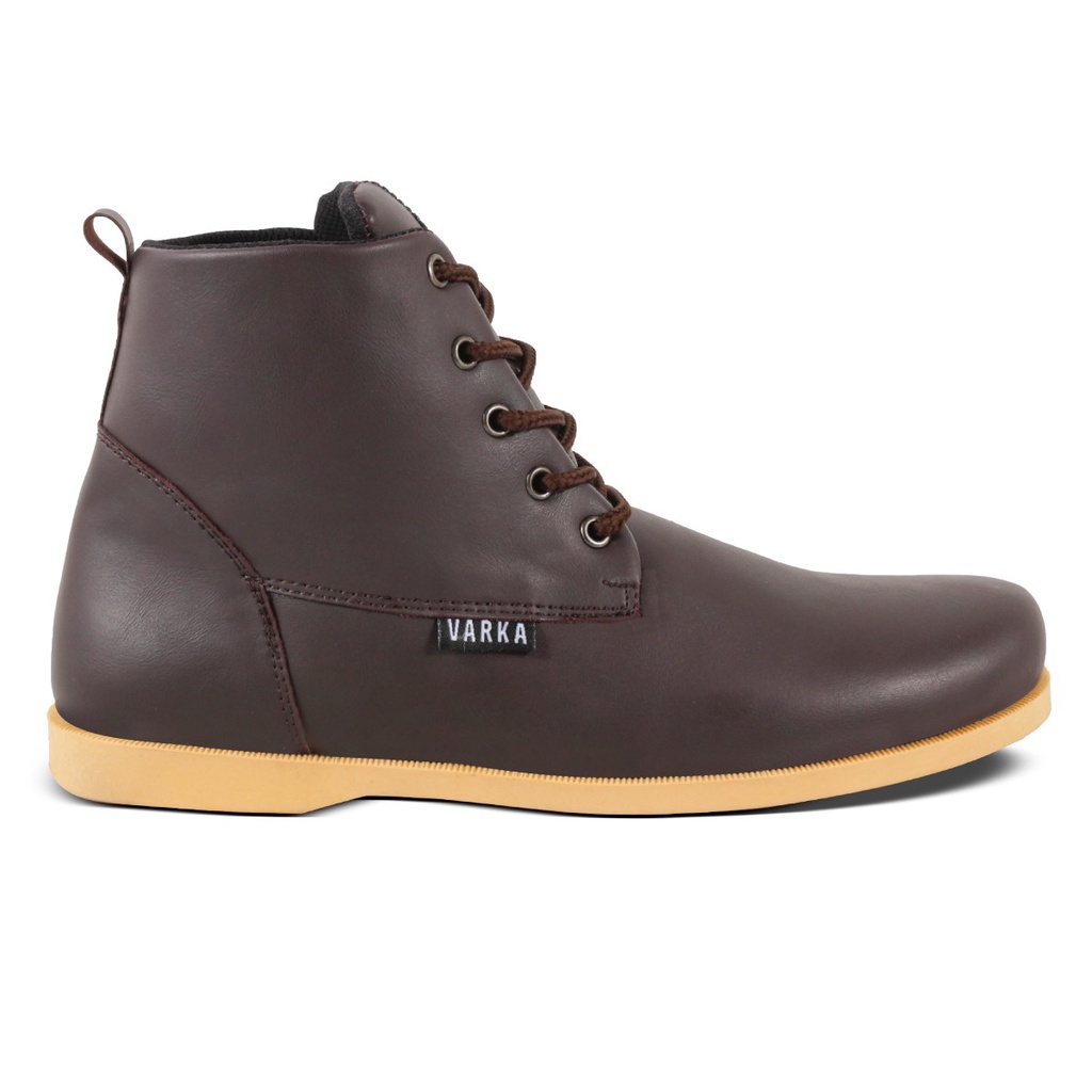 Sepatu Boots Pria V 6761 Model Terbaru Brand Varka Sepatu Kets Kuliah Kerja Hangout Trendi Berkualitas Warna Coklat