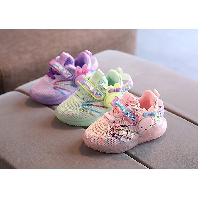 Qeede_Store Sepatu KANINA  Sneakers Anak Perempuan Import Lampu LED Size 21-30
