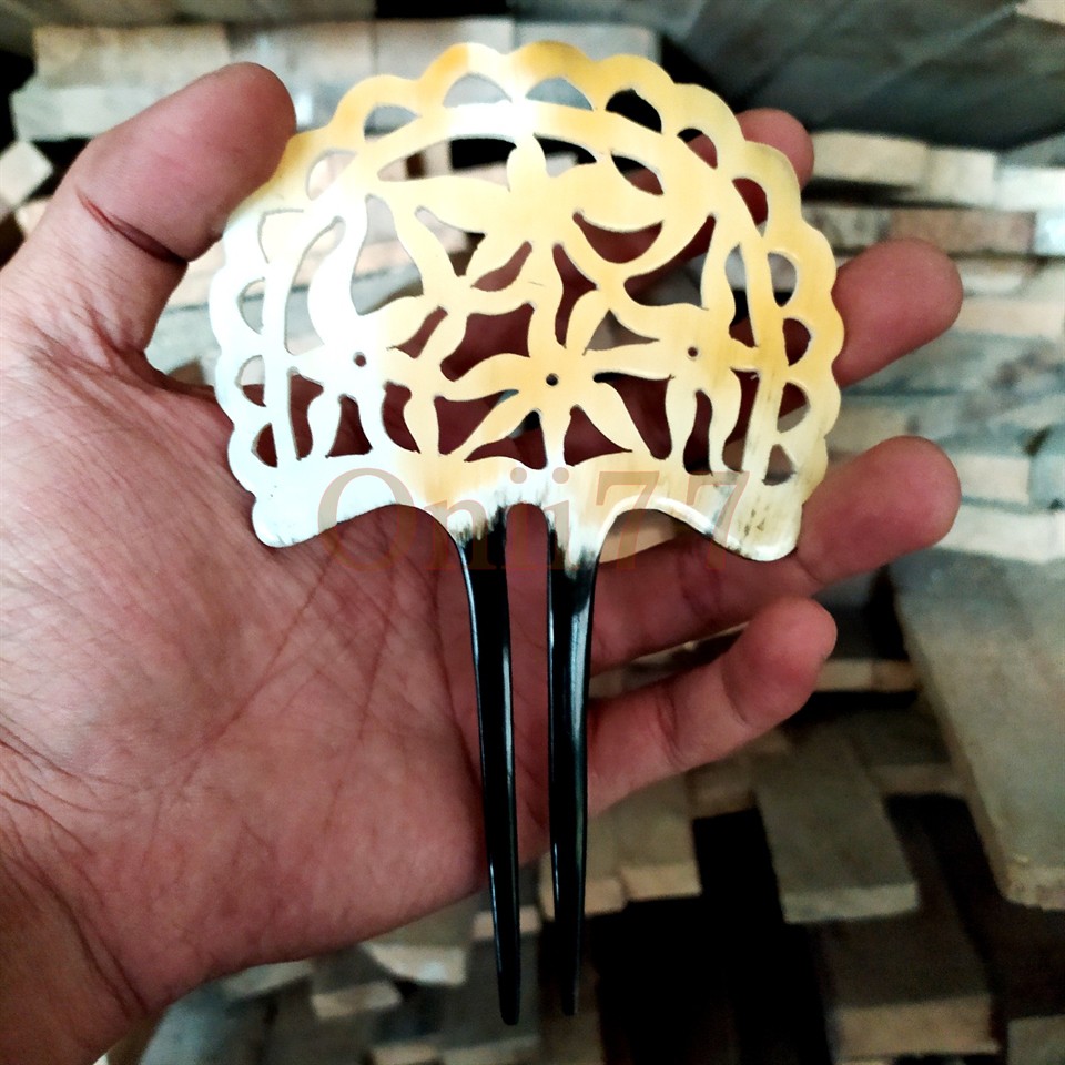 Tusuk konde tusuk sanggul jawa ukir bahan tanduk asli / aksesoris hiasan rambut wanita handmade