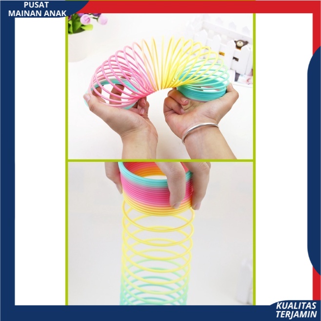 Mainan Anak Magic Spring Diameter 5,5 Mainan Spiral Rainbow Pelangi Plastik Best Quality