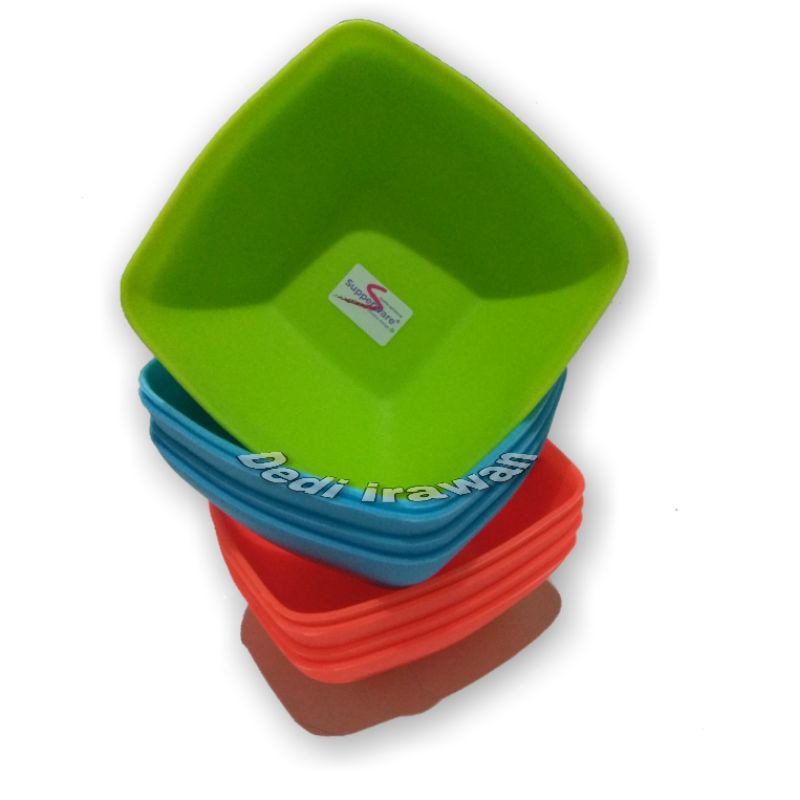isi 3pcs mangkok plastik tebal/mangkuk besar 18cm/mangkok segi empat