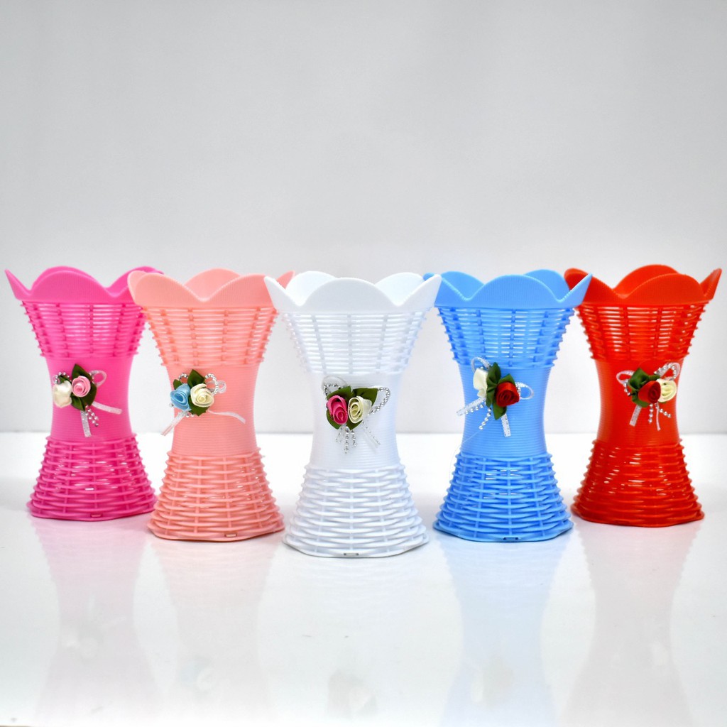 COD/POT BUNGA PLASTIK IMPOR VAS BUNGA PLASTIK POT WARNA WARNI CANTIK PB5013