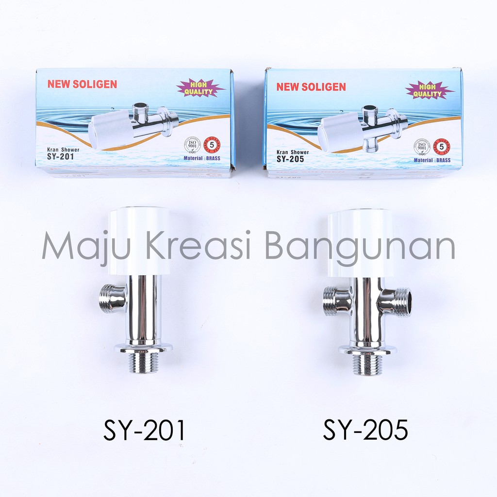 Stop Kran Kuningan SOLIGEN Kloset 1 2 Cabang Single Double Jet Shower Keran Kamar Mandi SY 201 205